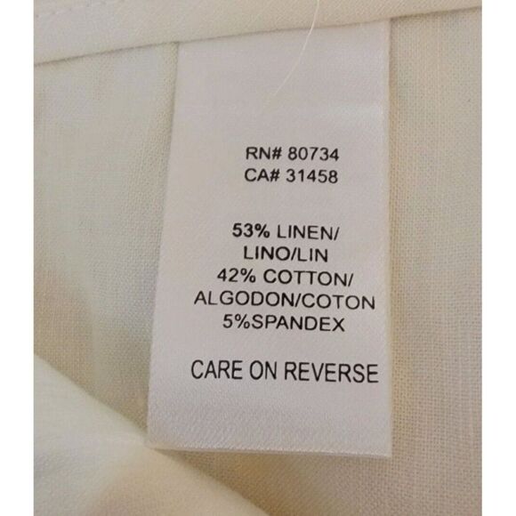 To The Max Women Size 4 Off White Linen Cotton Spandex Zip Casual Pants - Picture 8 of 12